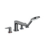 Hansgrohe Talis E Смеситель на борт ванны, на 4 отв, с ручным душем, излив 196мм, цвет: шлифованный черный хром фото в интернет-магазине САНТЕХСИТИ
