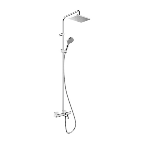 Hansgrohe Vernis Shape Душевая стойка с верхним душем 230 1jet с термостатом для ванны, EcoSmart, цвет: хром фото в интернет-магазине САНТЕХСИТИ