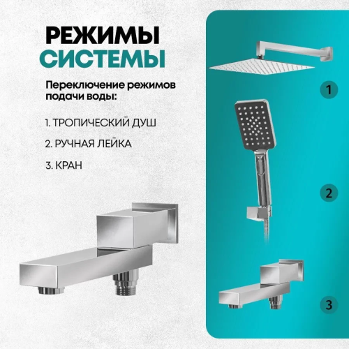 Душевая система Grocenberg GB5008 Хром фото в интернет-магазине САНТЕХСИТИ