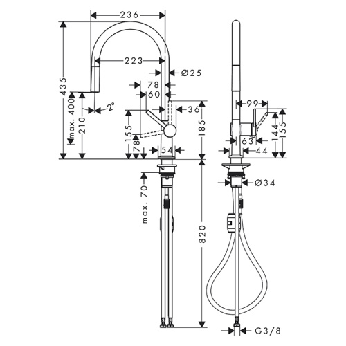 Hansgrohe Talis M54 Смеситель для кухни, на 1 отв, излив 21cм., с вытяжным изливом, цвет: хром фото в интернет-магазине САНТЕХСИТИ