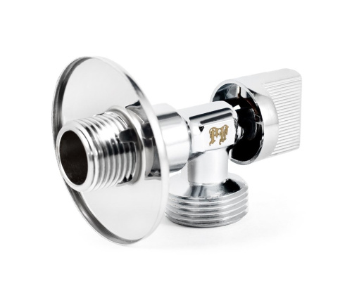 Кран шаровой PROFACTOR CHROME угловой для бытовой техники н/н 1/2" х 3/4" фото в интернет-магазине САНТЕХСИТИ