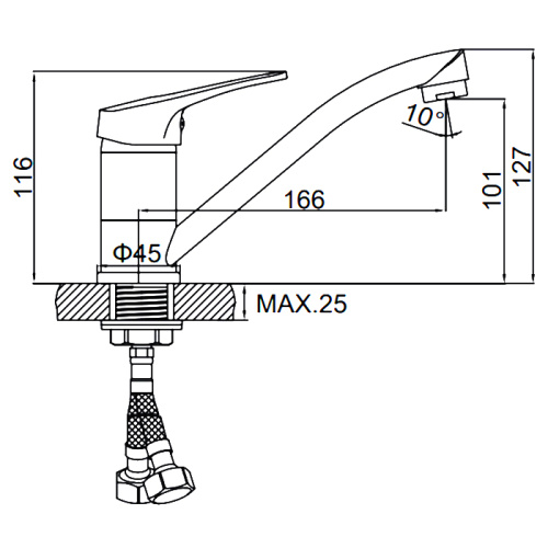 Смеситель для кухни Ledeme H13 L4513-2 фото в интернет-магазине САНТЕХСИТИ