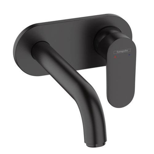 Hansgrohe Vernis Blend Смеситель для раковины, настенный, излив 204 мм, внешняя часть, цвет: матовый черный фото в интернет-магазине САНТЕХСИТИ