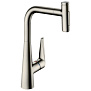 Hansgrohe Talis Select M51 Смеситель для кухни, на 1 отв, поворотный излив: 22см с вытяжным душем, 2jet, h:28.8см, sBox, кнопка вкл/выкл, цвет: нержавейка фото в интернет-магазине САНТЕХСИТИ
