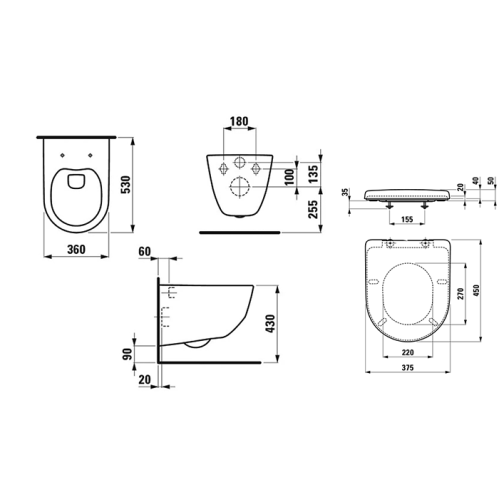 LAUFEN Pro  Комплект: унитаз подвесной Rimless 8.2096.6.000.000.1 + сиденье soft-close 8.9395.9.000.000.1, белый фото в интернет-магазине САНТЕХСИТИ