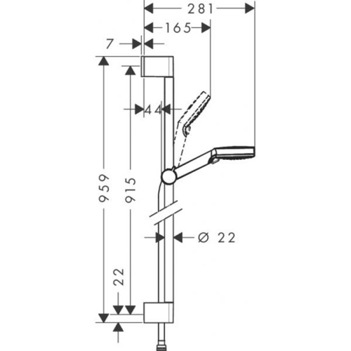 Hansgrohe Crometta Vario Unica Душевой набор: штанга 900mm, ручной душ, 2jet (Rain, IntenseRain), EcoSmart, шланг, цвет: белый/хром фото в интернет-магазине САНТЕХСИТИ