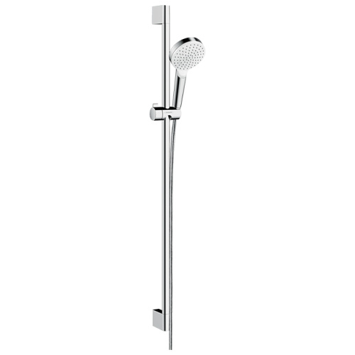 Hansgrohe Crometta Vario Unica Душевой набор: штанга 900mm, ручной душ, 1jet (Rain), EcoSmart, шланг, цвет: белый/хром фото в интернет-магазине САНТЕХСИТИ
