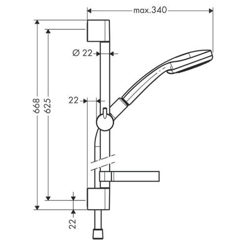 Hansgrohe Croma 100 Душевой гарнитур Штанга, ручной душ, кронштейн, шланг 160см, цвет: хром фото в интернет-магазине САНТЕХСИТИ