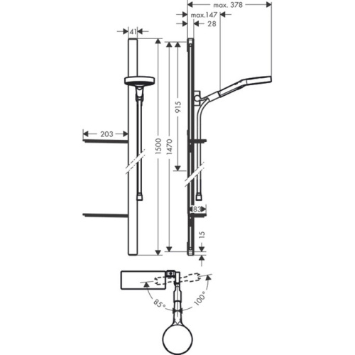 Hansgrohe Rainfinity Душевой набор (ручной душ 130мм, 3jet, штанга 900мм, держатель, шланг), цвет: хром фото в интернет-магазине САНТЕХСИТИ