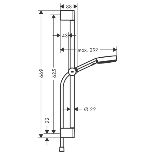 Hansgrohe Pulsify Душевая гарнитур, штанга 65см., с ручным душем и держателем, цвет: черный матовый фото в интернет-магазине САНТЕХСИТИ