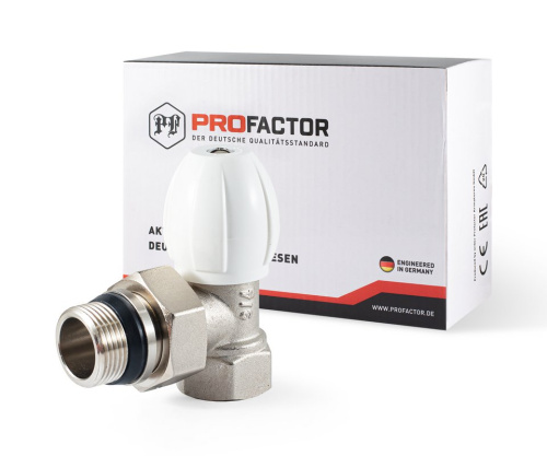 Радиаторный кран PROFACTOR 3/4" верхний угловой c доп. уплотнением фото в интернет-магазине САНТЕХСИТИ