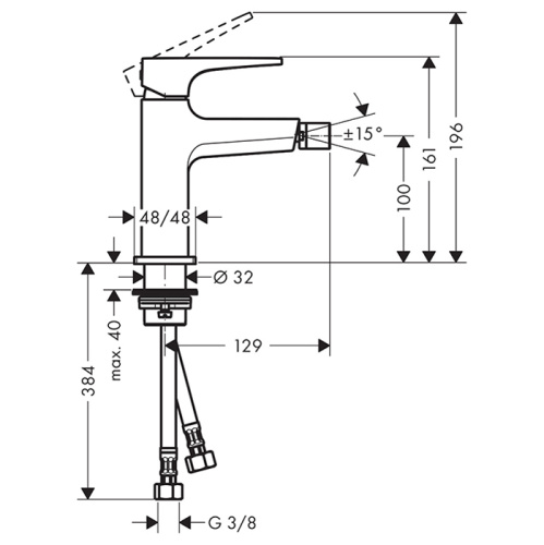 Hansgrohe Metropol Смеситель для биде, на 1 отв, с донным клапаном, излив: 12.9см, цвет: шлифованная бронза фото в интернет-магазине САНТЕХСИТИ
