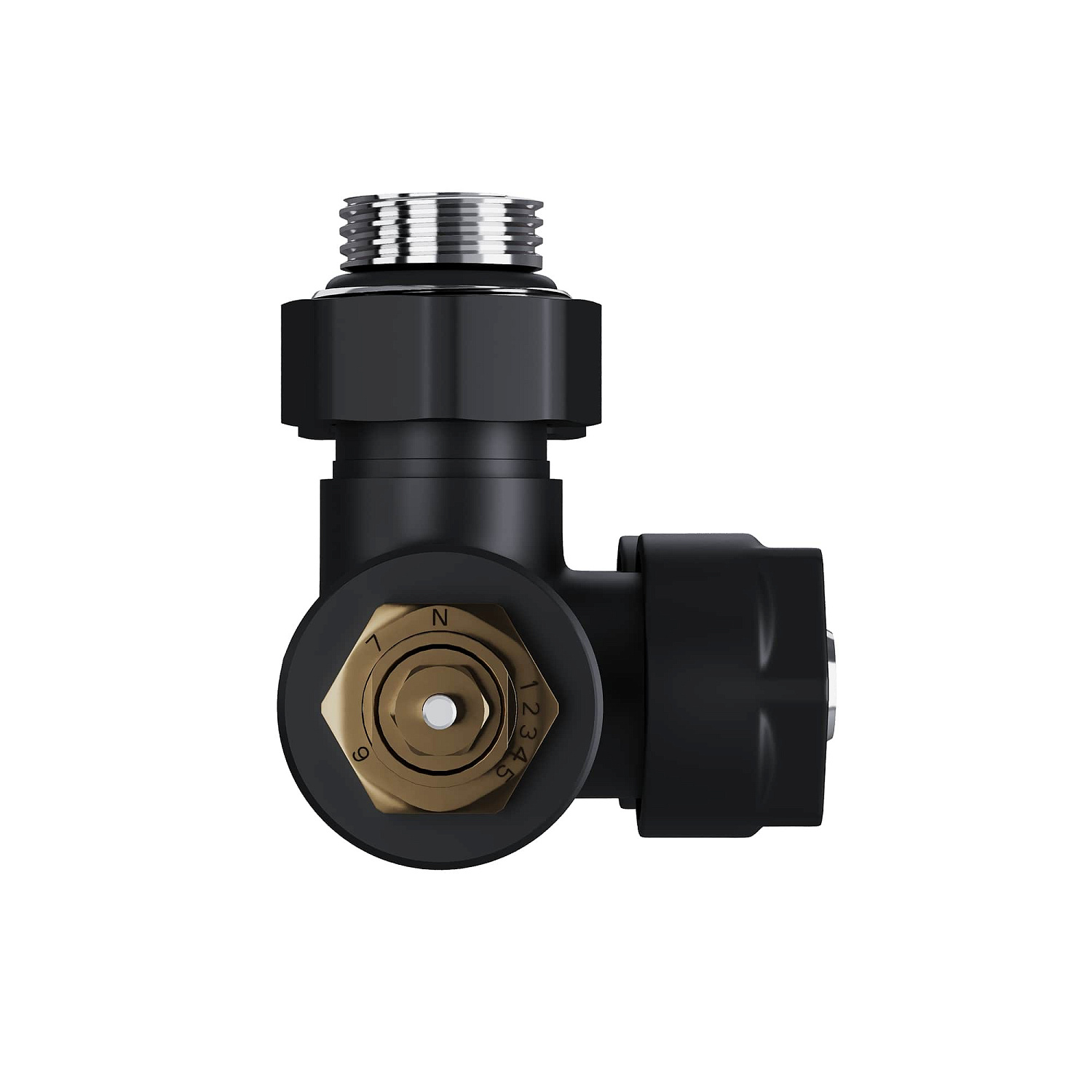 Узел нижнего подключения термостатический угловой Royal Thermo Design Pro 15мм М30х1,5 (Черный) фото в интернет-магазине САНТЕХСИТИ