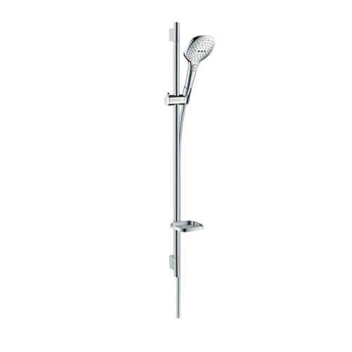 Hansgrohe Raindance Select E Душевой набор: штанга 90см., ручной душ 120, 3jet (Rain, RainAir, WhirlAir), EcoSmart, мыльница, шланг, цвет: белый/хром фото в интернет-магазине САНТЕХСИТИ