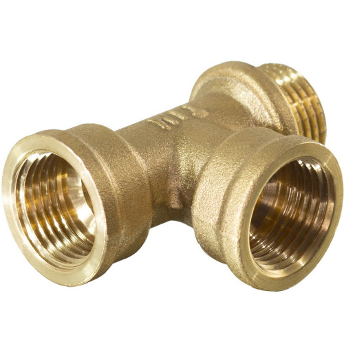 Резьбовой фитинг TIM Тройник с переходом на нар.р (латун.)  1/2" нар/вн/вн фото в интернет-магазине САНТЕХСИТИ