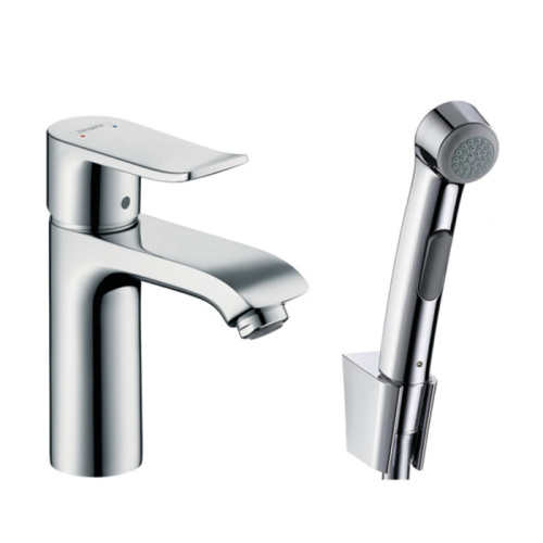Hansgrohe Metris Смеситель для раковины, на 1 отв., с гигиеническим душем (комплект: шланг: 160см, кронштейн, лейка), цвет: хром фото в интернет-магазине САНТЕХСИТИ