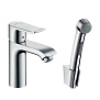 Hansgrohe Metris Смеситель для раковины, на 1 отв., с гигиеническим душем (комплект: шланг: 160см, кронштейн, лейка), цвет: хром фото в интернет-магазине САНТЕХСИТИ
