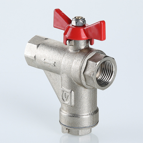 Кран шаровой со встроенным прямым фильтром VALTEC 1/2" вн-вн бабочка фото в интернет-магазине САНТЕХСИТИ