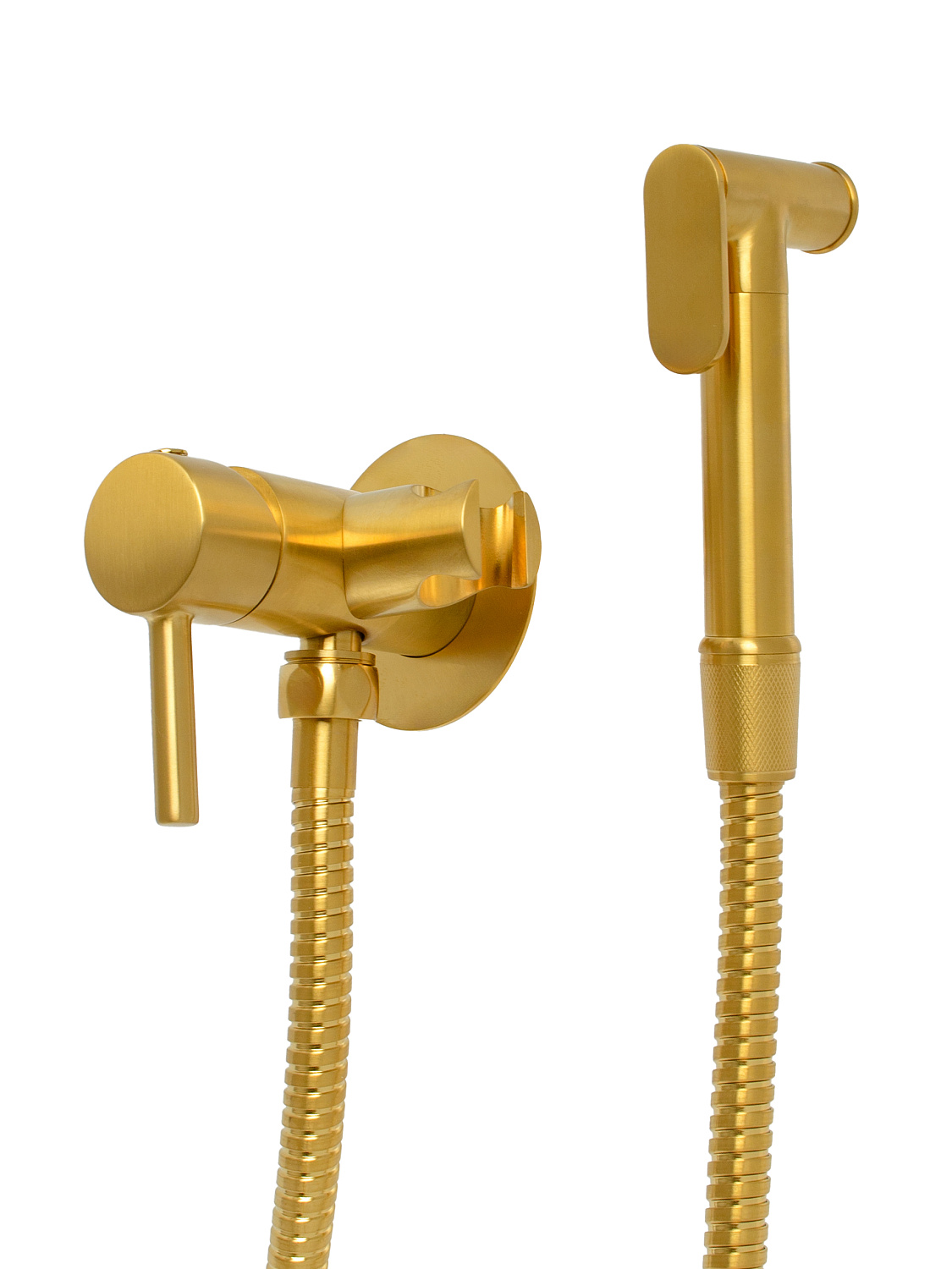 Гигиенический душ SANTERA со смесителем встраиваемый золото брашированное фото в интернет-магазине САНТЕХСИТИ