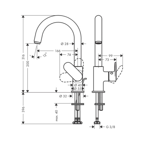 Hansgrohe Vernis Blend Смеситель для раковины, излив 210 мм, с донным клапаном, цвет: хром фото в интернет-магазине САНТЕХСИТИ