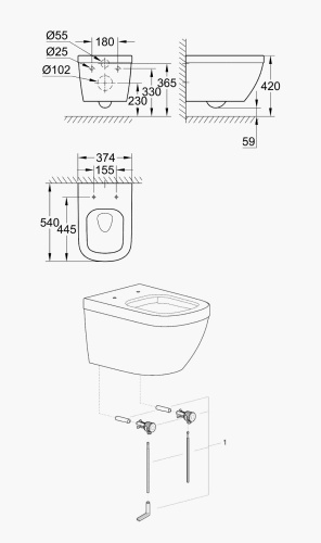 Подвесной унитаз Grohe Euro Ceramic безободковый компактный+Крышка-сиденье с микролифтом фото в интернет-магазине САНТЕХСИТИ