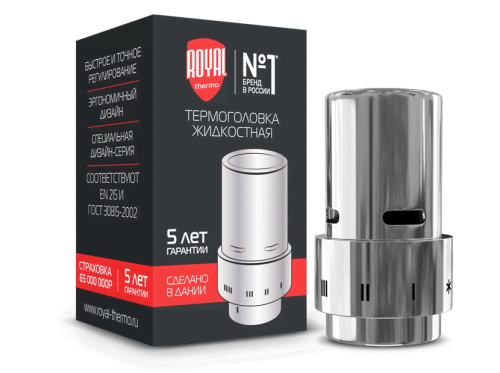 Термоголовка жидкостная Royal Thermo Design, Click (хром) фото в интернет-магазине САНТЕХСИТИ