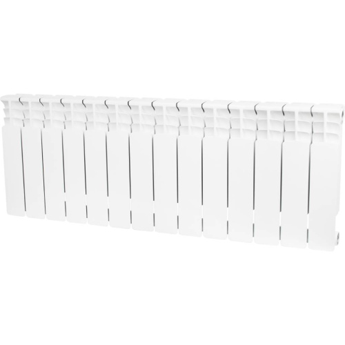 STOUT Space 350 14 секций радиатор биметаллический боковое подключение RAL9016 фото в интернет-магазине САНТЕХСИТИ