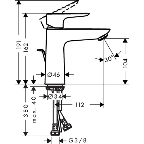 Hansgrohe Talis E Смеситель для раковины 110, на 1 отв, с донным клапаном, излив 112мм, цвет: шлифованный черный хром фото в интернет-магазине САНТЕХСИТИ