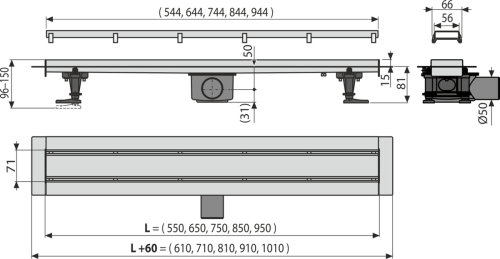 Трап для душа ALCAPLAST APZ13-DOUBLE9-550 фото в интернет-магазине САНТЕХСИТИ