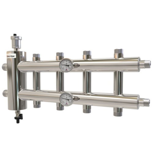 Коллектор с гидроразделителем ПРОКСИТЕРМ из нерж. стали GSK 40-5 120 кВт 5 контур фото в интернет-магазине САНТЕХСИТИ