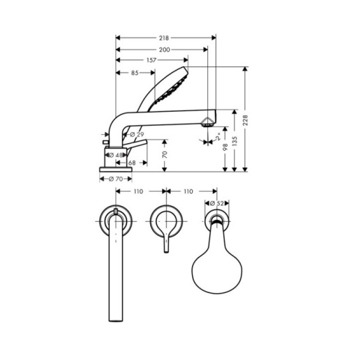 Hansgrohe Talis S, Смеситель на борт ванны, на 3 отверстия, Цвета: хром фото в интернет-магазине САНТЕХСИТИ