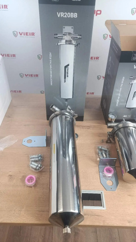 Магистральный фильтр VIEIR BB20 из нержавейющей стали, с промывкой 1" VR20BB хомутное соединение нар/нар резьба фото в интернет-магазине САНТЕХСИТИ