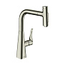 Hansgrohe Metris M71 Смеситель для кухни, на 1 отв, поворотный излив: 20.8см с вытяжным душем, 2jet, h238мм, sBox кнопка вкл/выкл,, цвет: нержавейка фото в интернет-магазине САНТЕХСИТИ
