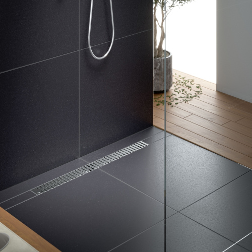 Душевой лоток TIMO Drain System 600  с вставкой "lines", Сатин фото в интернет-магазине САНТЕХСИТИ