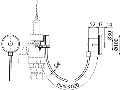 Кнопка пневматического смыва на расстоянии ALCAPLAST – ручное управление, белый, монтаж: в стену фото в интернет-магазине САНТЕХСИТИ