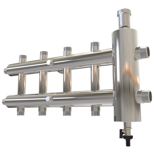 Коллектор с гидроразделителем ПРОКСИТЕРМ из нерж. стали GSK 40-5 120 кВт 5 контур фото в интернет-магазине САНТЕХСИТИ
