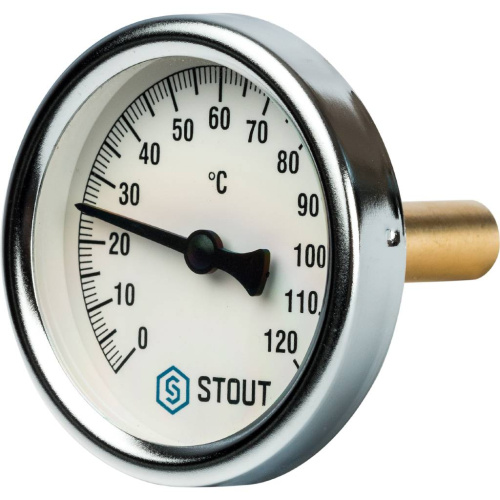 Термометр STOUT 63ммс погружной гильзой 1/2" 50мм 120℃ фото в интернет-магазине САНТЕХСИТИ