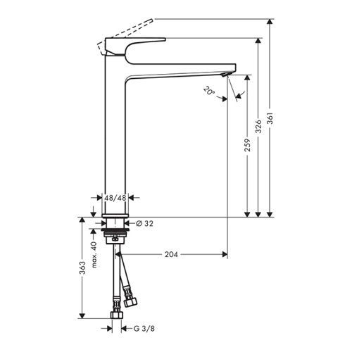 Hansgrohe Metropol Смеситель для раковины 260, на 1 отв, с донным клапаном, излив 204мм, цвет: золото фото в интернет-магазине САНТЕХСИТИ
