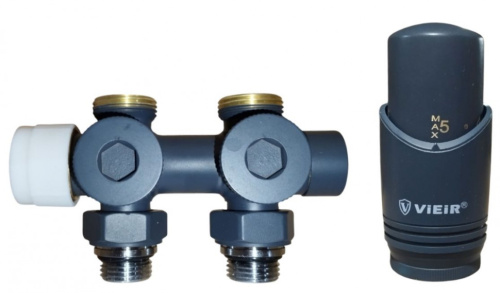 Универсальный комплект для нижнего подключения VIEIR серый G1/2" фото в интернет-магазине САНТЕХСИТИ