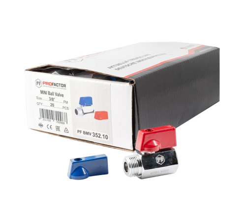 Кран шаровой PROFACTOR CHROME мини для бытовой техники в/н 3/8" фото в интернет-магазине САНТЕХСИТИ