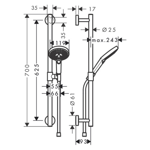 Hansgrohe Raindance Sel.S 120/U'Comfort Душевой гарнитур, 65см., цвет: хром фото в интернет-магазине САНТЕХСИТИ