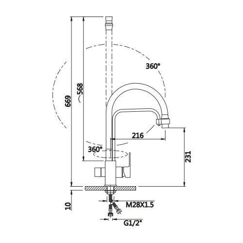 Смеситель для кухни с фильтром,  с гибким изливом VIEIR V15005F фото в интернет-магазине САНТЕХСИТИ