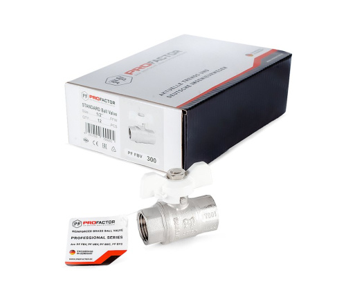 Кран шаровый PROFACTOR 1/2" вн.-вн. бабочка (12/120) фото в интернет-магазине САНТЕХСИТИ