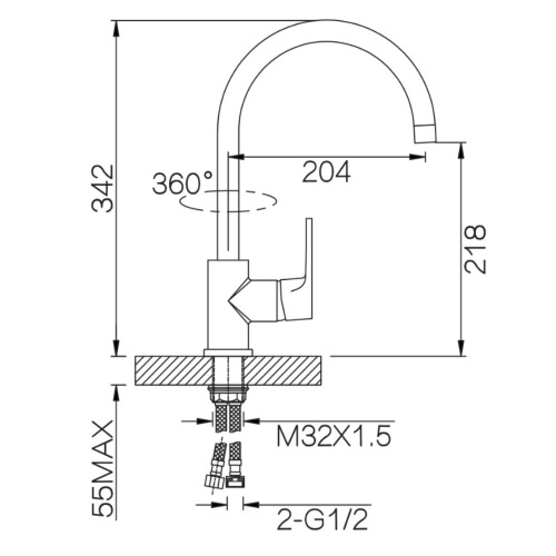 Смеситель для кухни с гибким изливом VIEIR V043521B фото в интернет-магазине САНТЕХСИТИ