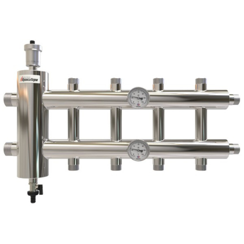 Коллектор с гидроразделителем ПРОКСИТЕРМ из нерж. стали GSK 40-5 120 кВт 5 контур фото в интернет-магазине САНТЕХСИТИ