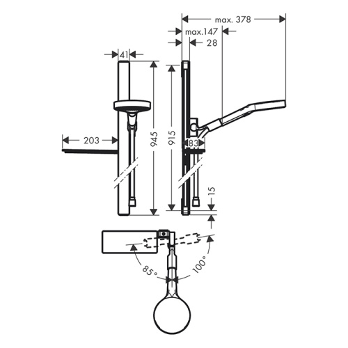 Hansgrohe Rainfinity Душевой набор (ручной душ 130мм, 3jet, штанга 900мм, держатель, шланг), цвет: хром фото в интернет-магазине САНТЕХСИТИ