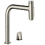 Hansgrohe Metris M71 Смеситель для кухни, на 2 отв, поворотный излив: 22.1см с вытяжным душем, 2jet, h:20.8см, sBox, цвет: нержавейка фото в интернет-магазине САНТЕХСИТИ