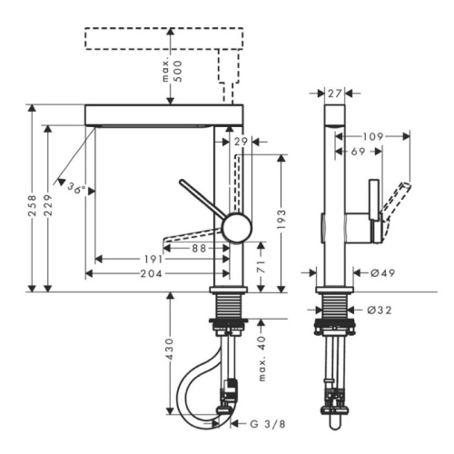 Hansgrohe Finoris Смеситель для раковины, 1 отв., с вытяжным душем 2jet, с донным клапаном Push-Open, цвет: белый матовый фото в интернет-магазине САНТЕХСИТИ