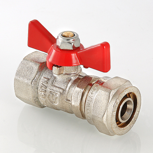 Кран шар. под обжим VALTEC рукоятка бабочка 16 х 1/2" вн. фото в интернет-магазине САНТЕХСИТИ