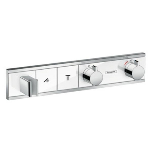 Hansgrohe RainSelect Смеситель для душа, термостатический, 2 источника, СМ, внешняя часть, цвет: белый/хром фото в интернет-магазине САНТЕХСИТИ
